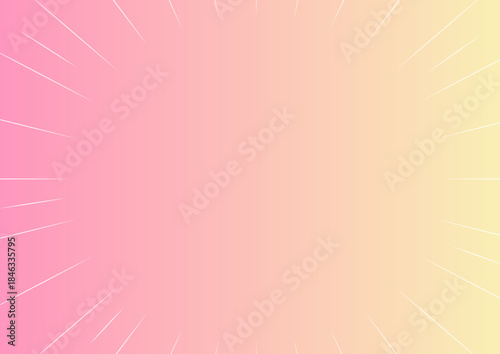 白色の集中線　サンバーストと夢可愛いグラデーションの背景素材