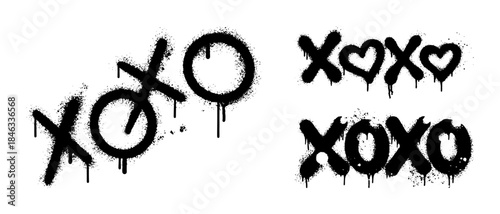 XOXO hugs and kisses spray paint graffiti lettering