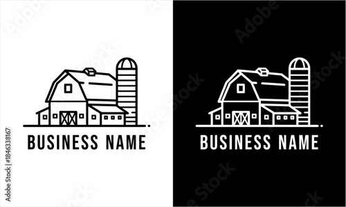 Monoline Barn and Silo Logo Design for Agricultural Business.