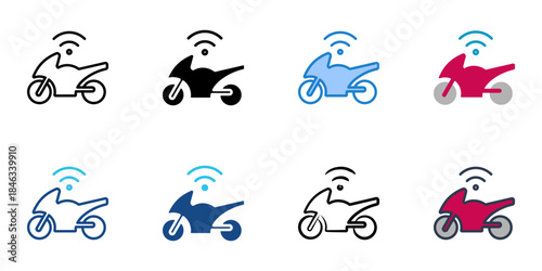 smart motorcycle icons set multiple style vector collection. 
