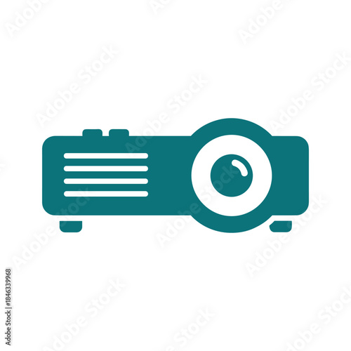 Teal projector icon on white background