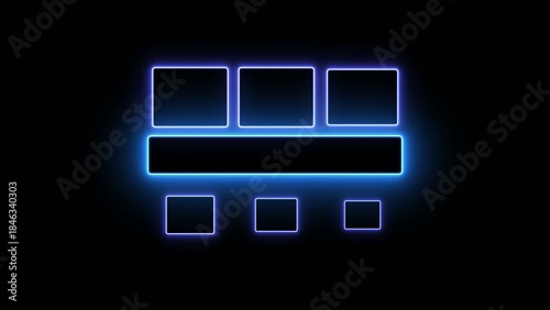 Bright blue neon outline of a laptop keyboard spacebar and adjacent keys on a dark backdrop Generate title without using the word 