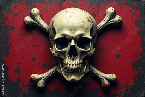 Grunge skull & crossbones, weathered coat of arms , halloween, grim, texture