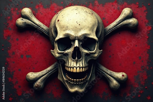 Grunge skull & crossbones, weathered coat of arms , heraldic, weathered
