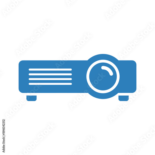 Blue projector icon on white background