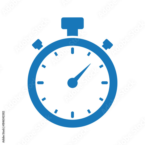 Blue stopwatch icon on white background
