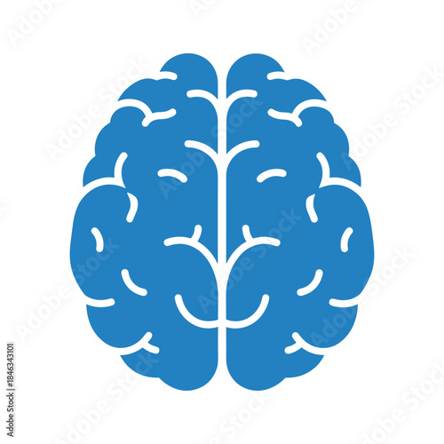Blue brain icon on white background