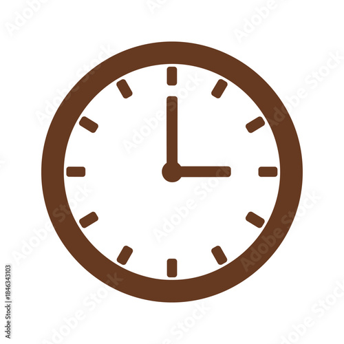 Brown clock icon on white background