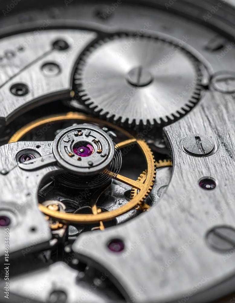 custom made wallpaper toronto digitalClose-up of a detailed watch mechanism, showcasing gears and jewels