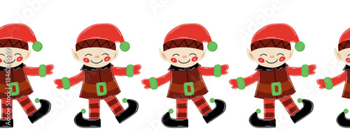 Christmas flat seamless border. New Year illustration