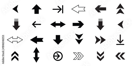 Black arrow icon set vector. cursor arrow up and down, navigation, direction, and user interface symbol. vector illustration.