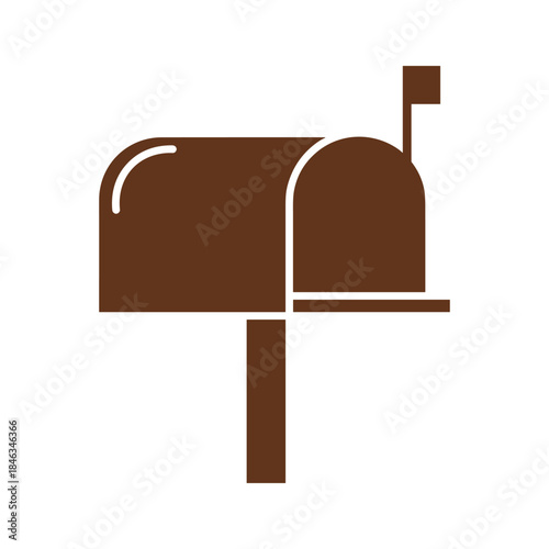Brown mailbox icon on white background