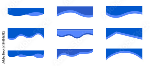 Header website divider border template, dynamic curve wavy separator, modern bottom section. Abstract banner cover collection. 