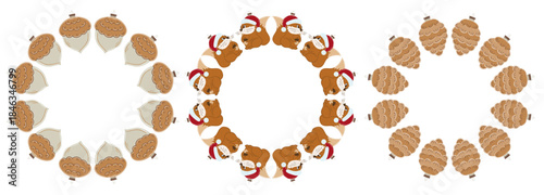 Christmas tree decorations. Round frame. Template for your creativity