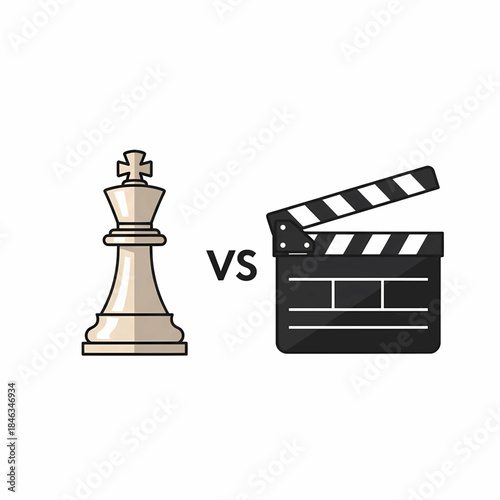 Hollywood action movie clapboard icon, a 3D production slate for film and video studio entertainment, isolated in black and white vector cinematography