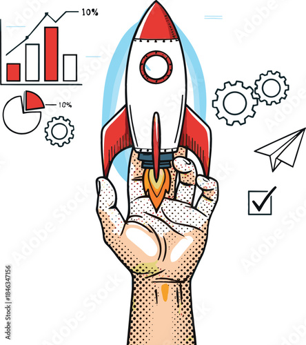 Complete corporate financial management, business strategy, digital marketing, team success, and target goal achievement flat vector set.