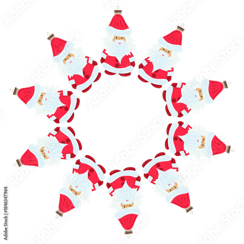 Christmas tree decorations. Round frame. Template for your creativity