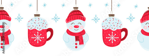 Christmas flat seamless border. New Year illustration