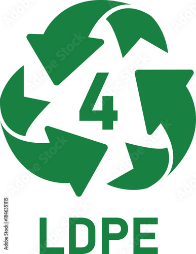 Plastic recycle code icon set with name label in black green color vector reuse sign for industrial use. 1 to 7, PET, HDPE, PVC, PP, PS, other types