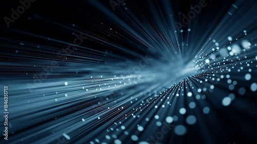 Abstract cool blue fibre optic data background with glowing lines, modern technology concept for communication, internet and high speed networks