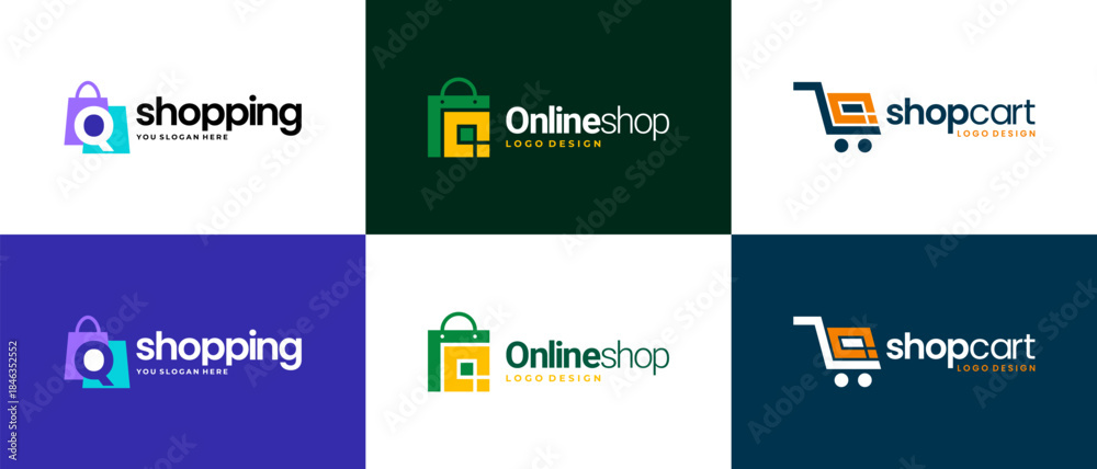 Fototapeta premium shop logo design vector template. shopping logo design collection