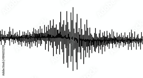 Abstract sound wave visualization with dynamic peaks and valleys on white background