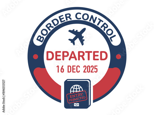Border Control Departed Stamp with Date.