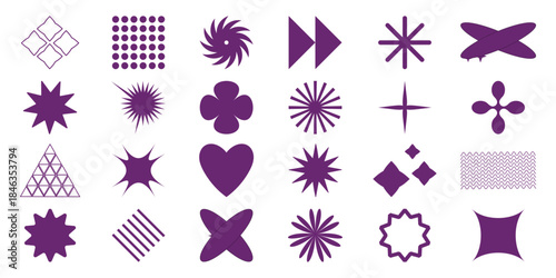 Purple geometric shapes and patterns collection white circles