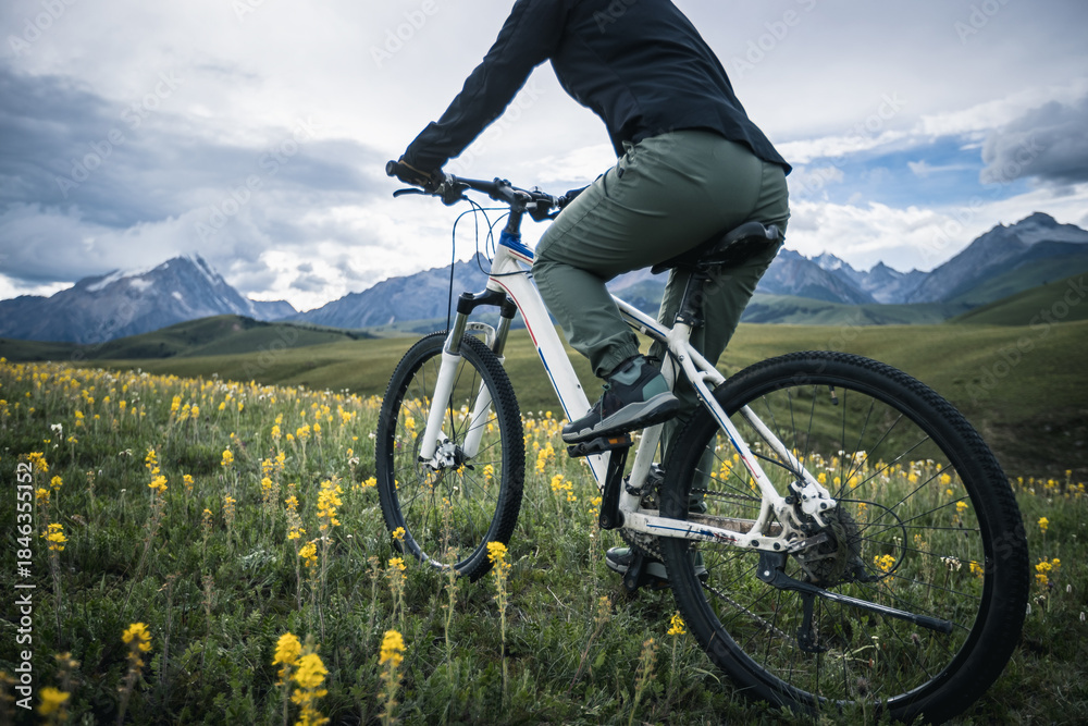 Fototapeta premium Riding mountain on the forest and grassland trail