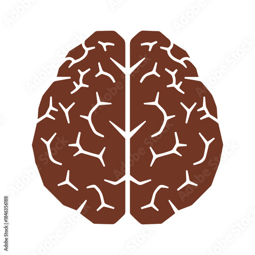 Brown brain illustration on white background