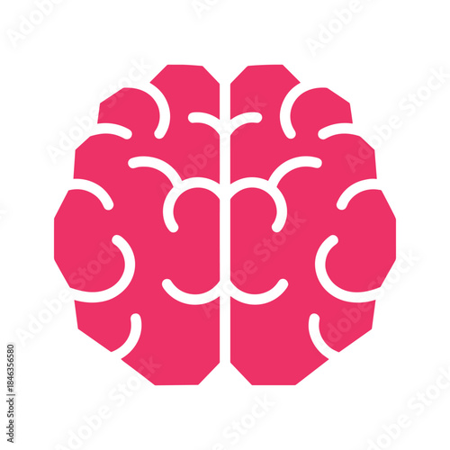 Pink brain icon illustration