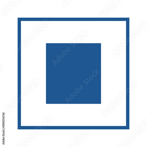 Blue square frames on white background