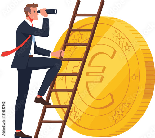 Complete corporate business strategy, financial management, e-commerce, digital marketing, and team goal achievement vector illustration set.