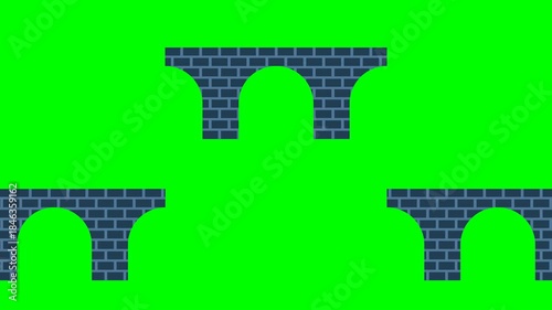 Steps of building repair bridgework architecture maintenance. Construction architecture bridge design. Bridge construction. Road break. Missing section of bridge span. 2d flat animation. Alpha channel