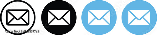 Envelope icon set, email symbol vector pack, editable, isolated, black and blue design, messaging UI clipart, communication graphic