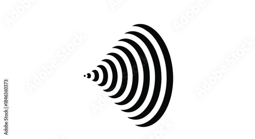 Concentric circles radiating outwards, symbolizing sound waves or signal transmission
