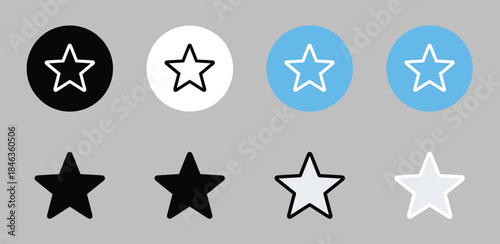 Star icon set, rating symbol vector pack, editable, isolated, black and blue design, UI clipart, feedback graphic