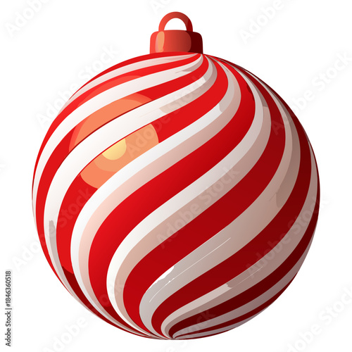 Red and white striped christmas ornament festive holiday decoration winter season bauble xmas ball