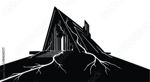 Mysterious angular structure emerges from earth with organic root growth