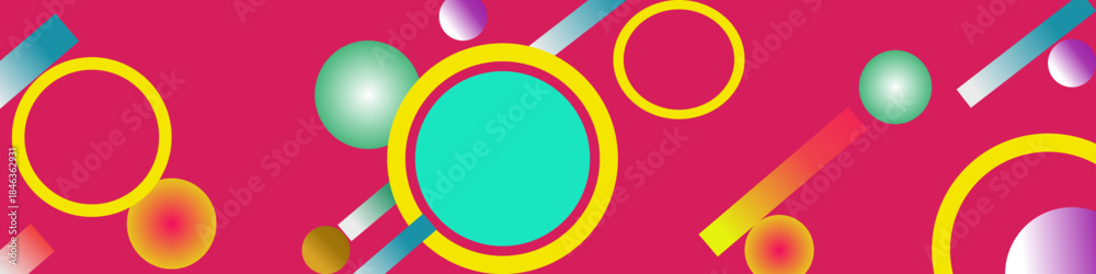 Obraz premium Abstract Modern Banner Template with Geometric Shapes Red, green, and blue tones