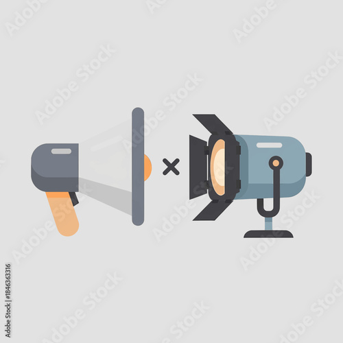 A black and white video camera icon vector illustration is a technology symbol for computer and internet business equipment