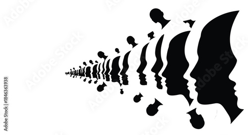 Abstract silhouette of a person's profile receding into the distance, representing connection and individuality.