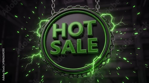 Hot Sale 3D Typography with Green Neon Electric Accent Video