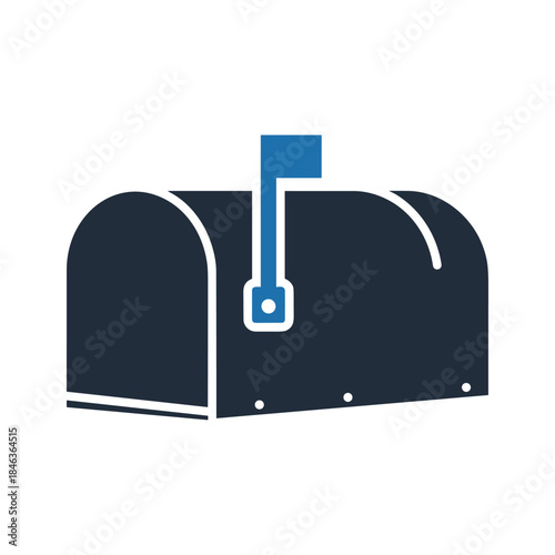Mailbox icon in dark blue and white