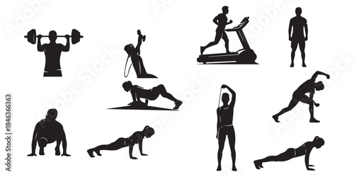 silhouettes of people in yoga position