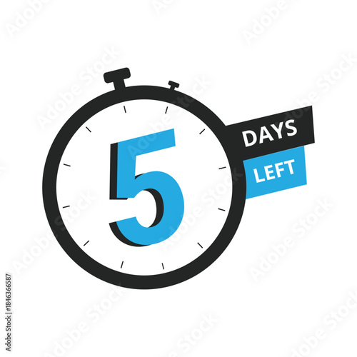 Only five days left until the event. Modern countdown vector.