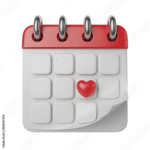Calendar with red heart