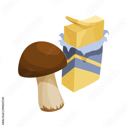 Mushroom and Cream Packaging Illustration with exquisite details