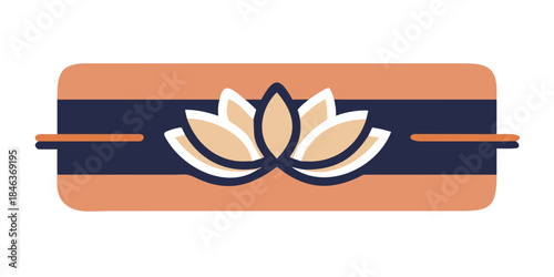 Decorative dual lotus flower banner in warm earth tones