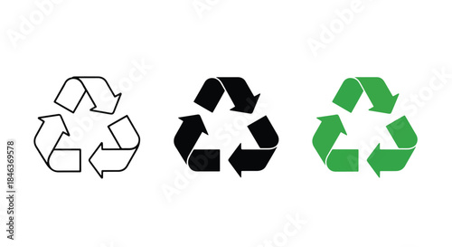 Recycling icons set - Line and glyph solid icon set - Solid icons vector collection - Blue icon set - Icon vector - Flat Design Icon